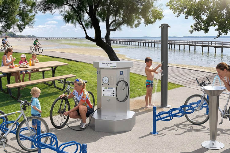 borne d gonflage lavage aire cyclo-randonneurs